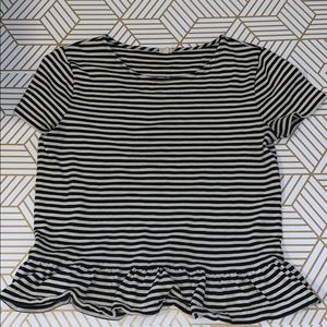 Black & White Stripe Short Sleeve Shirt